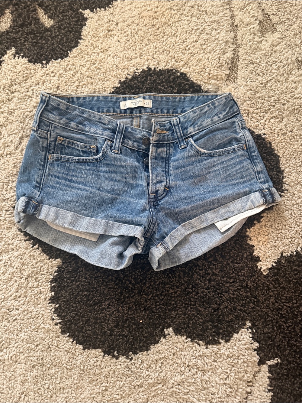 Abercrombie & Fitch Light Blue Rolled-Hem Denim Shorts